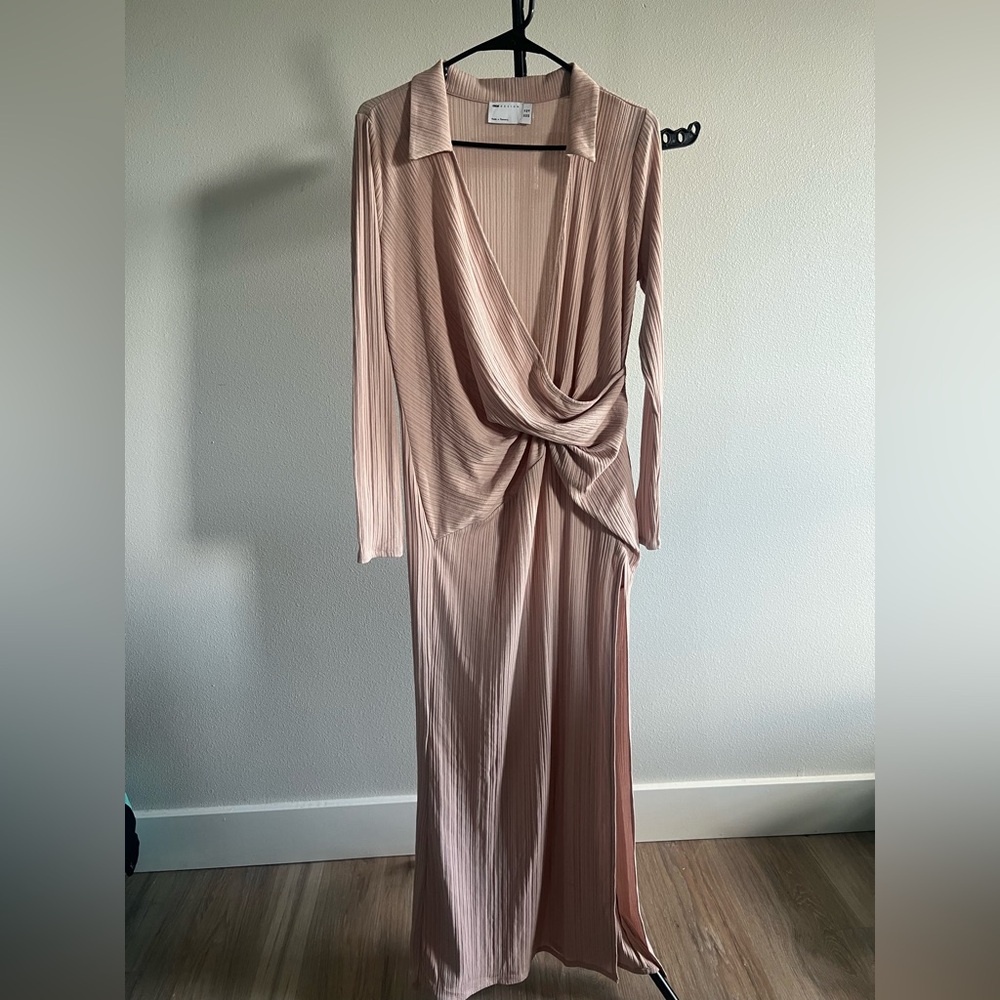 ASOS Blush Long Sleeve Draped Dress